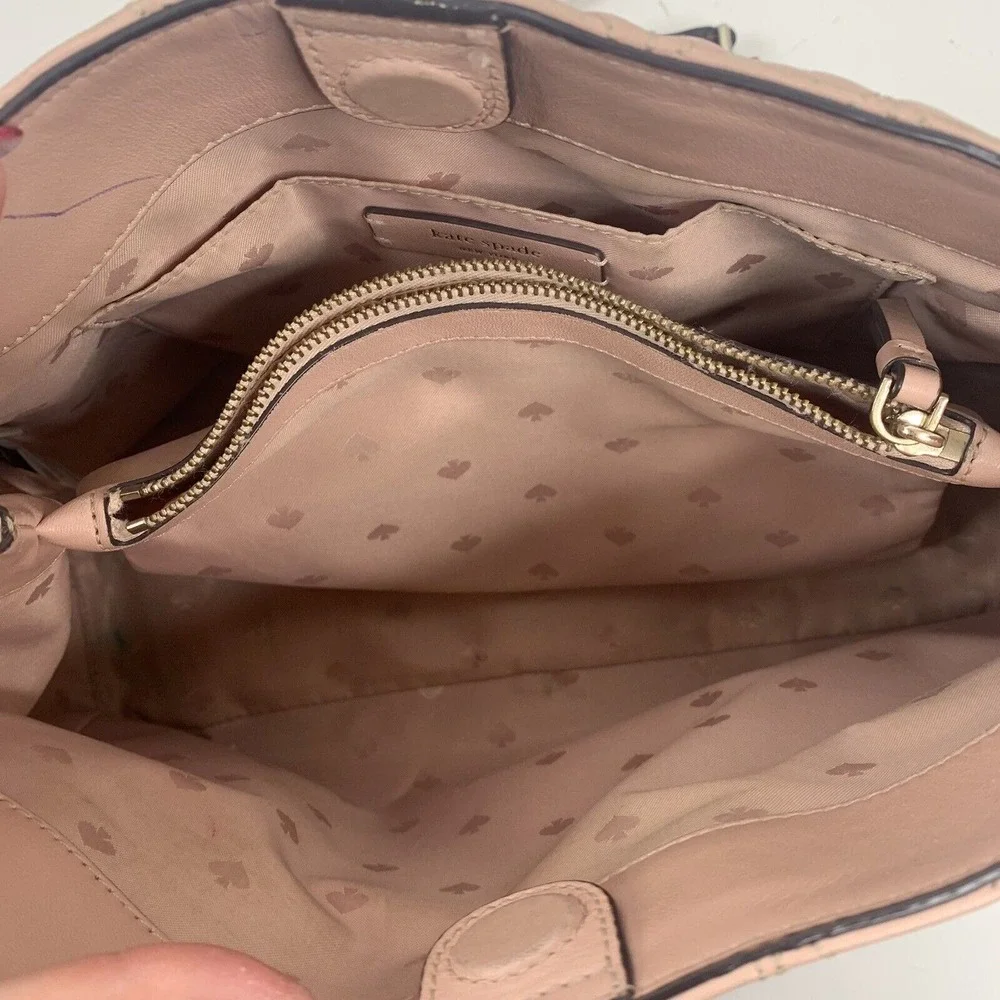 Kate Spade Large Shoulder Bag Briar Lane Quilted Emelyn Pink Leather Gold Chain